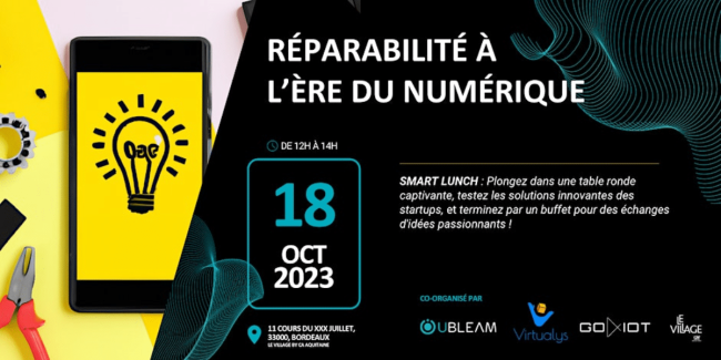 Réparabilité à l’ère du numérique Rejoignez le Smart Lunch sur la réparabilité à l’ère du numérique! Connectez-vous, innovez, agissez en découvrant des startups innovantes !
