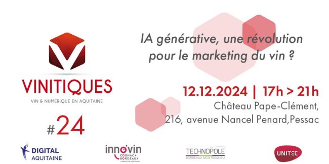 2024_visuel_Vinitiques-dec24-bannière-site Rendez-vous au Château Pape Clément à Pessac pour les Vinitiques #24 : IA générative, une révolution pour le marketing du vin le 12 décembre 2024